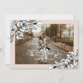 Elegant Woodland Fox Bloemen Schets Sprookje Foto Save The Date (Voorkant)