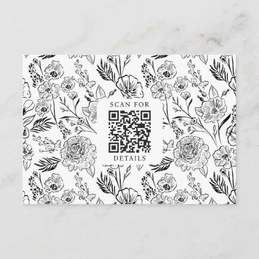 Elegant Woodland Fox Bloemen Schets Sprookje Informatiekaartje (Achterkant)