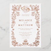 Elegant Woodland Fox Bloemen Schets Sprookje Invit Folie Uitnodiging (Voorkant)