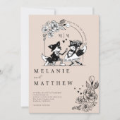 Elegant Woodland Fox Bloemen Schets Sprookje Kaart (Voorkant)