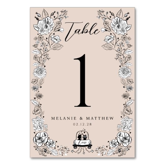 Elegant Woodland Fox Bloemen Schets Sprookje Kaart (Voorkant)