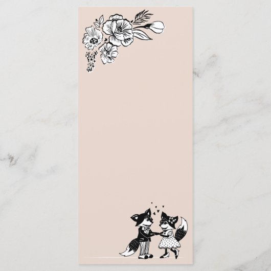 Elegant Woodland Fox Bloemen Schets Sprookje Menu (Achterkant)