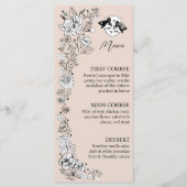 Elegant Woodland Fox Bloemen Schets Sprookje Menu (Voorkant)