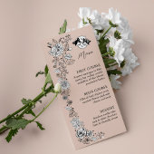 Elegant Woodland Fox Bloemen Schets Sprookje Menu