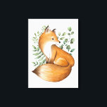 Elegant Woodland Fox Botanical Greenery Leaves Canvas Afdruk<br><div class="desc">Dit schattige ontwerp hoort bij ons BOEST FABLE collectie. Het bevat onze originele waterverf illustratie met een schattige baby vos en elegante botanische groene bladeren. Overeenkomende objecten in onze winkel!</div>