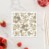 Elegant  Woodland Fox Gold Beige Toile Servet (Insitu)