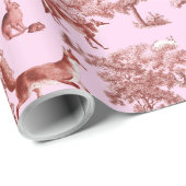 Elegant  Woodland Fox Haas Rood Roze Cadeaupapier (Rol Hoek)