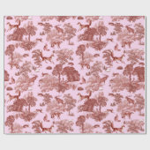 Elegant  Woodland Fox Haas Rood Roze Cadeaupapier (Vlak)
