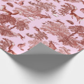 Elegant  Woodland Fox Haas Rood Roze Cadeaupapier (Hoek)
