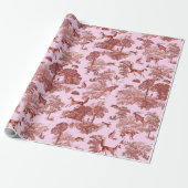 Elegant  Woodland Fox Haas Rood Roze Cadeaupapier (Uitgerold)