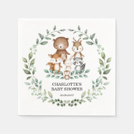 Elegant Woodland Greenery Animal Coed Baby shower Servet