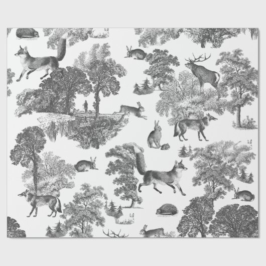 Elegant  Woodland Grey Fox Konijnentoilet Cadeaupapier (Vlak)