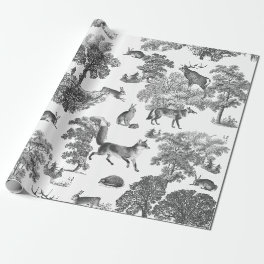 Elegant  Woodland Grey Fox Konijnentoilet Cadeaupapier (Uitgerold)