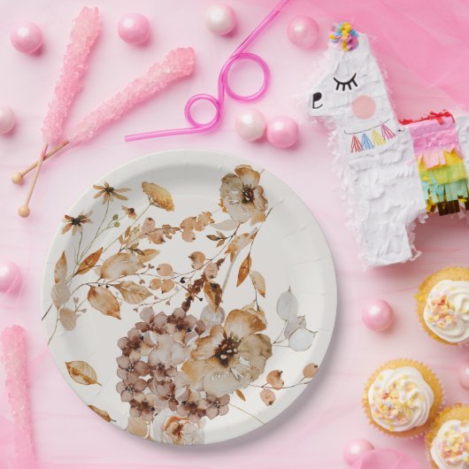 Elegant Woodland Herfst bloemenbruiloft Papieren Bordje (Feest)