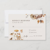 Elegant Woodland Herfst Floral Wedding Response Ka RSVP Kaartje (Voorkant)