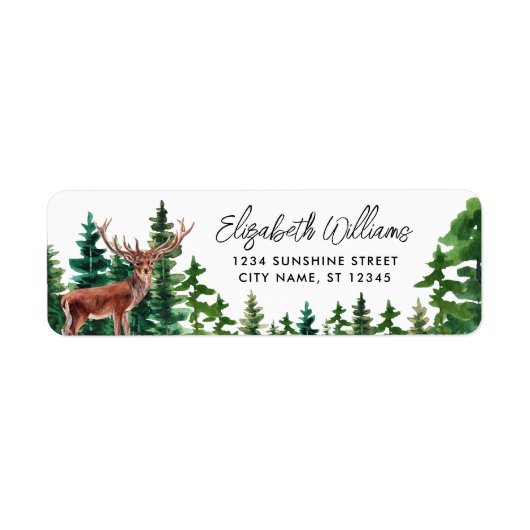 Elegant Woodland Herten retour adres label (Voorkant)