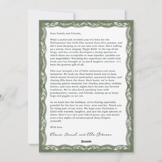 Elegant Woodland Lijst Custom Holiday Photo Card Feestdagenkaart (Achterkant)