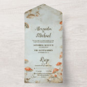 Elegant Woodland Mushroom Fern Wedding All In One Uitnodiging (Binnen)