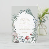 Elegant Woodland Mushroom Fern Wedding Kaart (Staand voorkant)