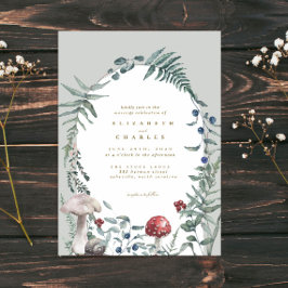 Elegant Woodland Mushroom Fern Wedding Kaart