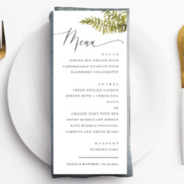 Elegant Woodland Wedding | Minimalist Forest Fern Menu