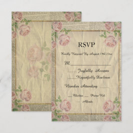 Elegant  woordenboek Afdrukken en Rozen RSVP Kaartje