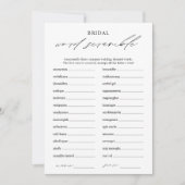 Elegant Word Scramble Vrijgezellenfeest Game Kaart (Voorkant)