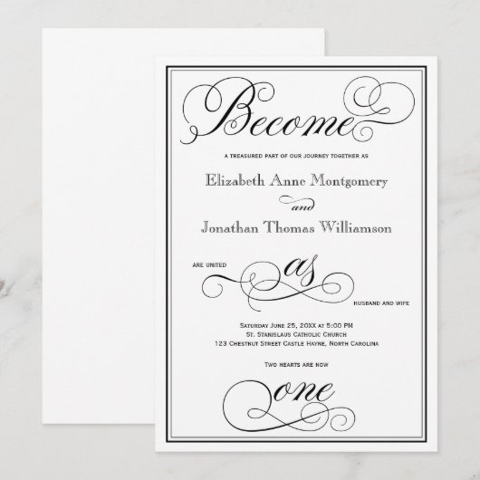 Elegant Worden één christelijke trouwuitnodiging Kaart (Voorkant / Achterkant)