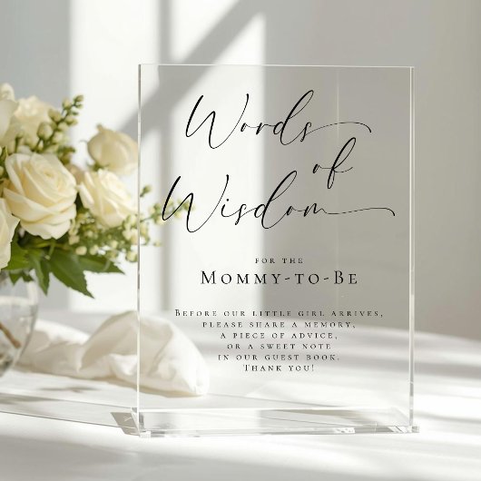 Elegant Words of Wisdom Baby Shower Guest Book  Acryl Bord