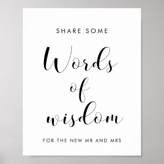 Elegant Words of wisdom bruiloft sign Poster (Voorkant)