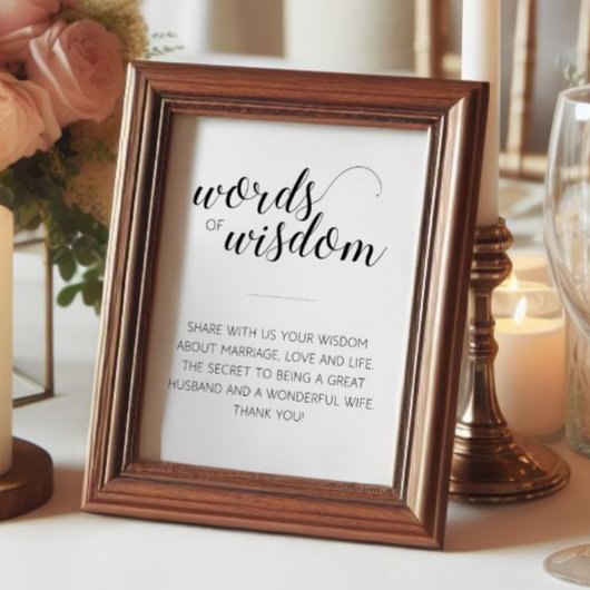 Elegant Words of Wisdom Wedding Advice Sign Poster