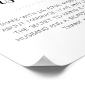 Elegant Words of Wisdom Wedding Advice Sign Poster (Hoek)