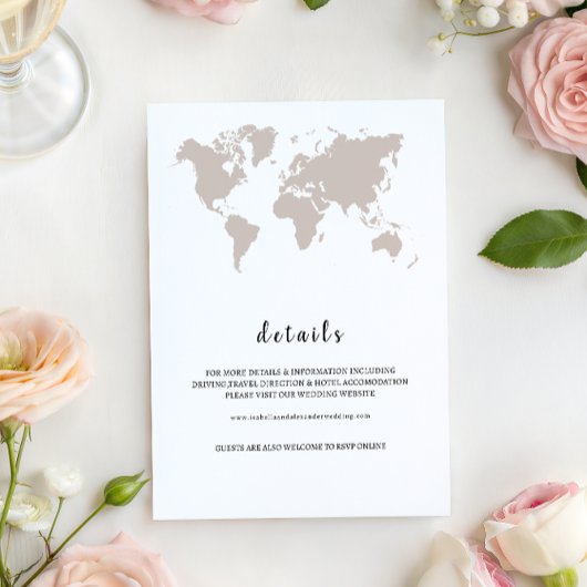 ELEGANT World Map Wedding details Kaart