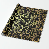 Elegant wrapping paper with a black background cadeaupapier (Uitgerold)