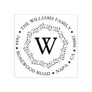 Elegant WreatCustom Monogrammed Return Address Rubberstempel