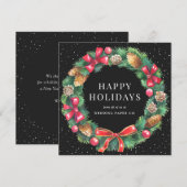 Elegant Wreater Black Business Feestdagenkaart (Voorkant / Achterkant)