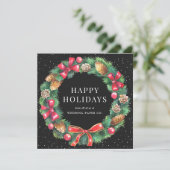 Elegant Wreater Black Business Feestdagenkaart (Staand voorkant)