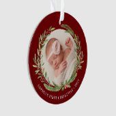 Elegant Wreater First kerstfoto Red Ornament (voorkant)