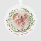 Elegant Wreater First Kerstfoto White Ornament (achterkant)