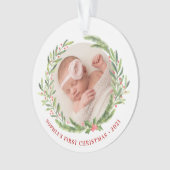 Elegant Wreater First Kerstfoto White Ornament (voorkant)