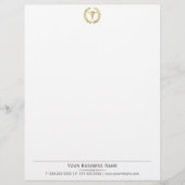 Elegant Wreater Gold Caduceus Medical Letterhead Briefhoofd Ontwerp (Voorkant)
