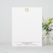 Elegant Wreater Gold Caduceus Medical Letterhead Briefhoofd Ontwerp (Staand voorkant)