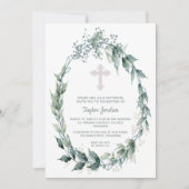 Elegant Wreater Pink Cross Baptisme Kaart (Voorkant)