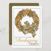 Elegant Wreater Thanksgiving Dinner Party nodigt u Kaart (Voorkant / Achterkant)