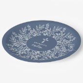 Elegant Wreath and Cross Blue Boy Baptism Papieren Bordje (Gekanteld)