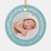 Elegant Wreath Baby's eerste Kerstmis | Foto Keramisch Ornament (Voorkant)
