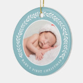 Elegant Wreath Baby's eerste Kerstmis | Foto Keramisch Ornament (Links)