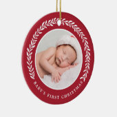 Elegant Wreath Baby's eerste Kerstmis | Foto Keramisch Ornament (Rechts)