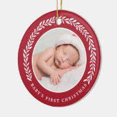 Elegant Wreath Baby's eerste Kerstmis | Foto Keramisch Ornament (Links)