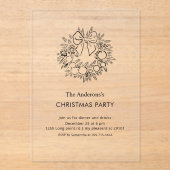 Elegant Wreath Christmas Party  Acryl Uitnodigingen (Voorkant)